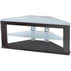 Lite Source Black Finish Wood 3 Tier TV Stand w/ Glass Shelves