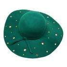 Luxury Divas Green Wool Felt Wide Floppy Hat Grommet Accents (H02257)