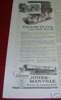 1919 Johns Manville Car Fire Extinguisher Asbestos Ad  