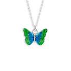 VistaBella New .925 Sterling Silver Blue Green Butterfly Necklace