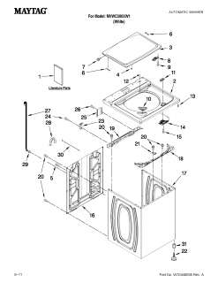 MAYTAG Washer Top and cabinet Parts  Model MVWC300XW1 