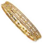 Jewelry Adviser Gold plated Sterling Silver CZ Three Bangle Set