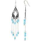   Earrings w/ Aquamarine colored Blue Crystals, 3 1/8 (79 mm) tall