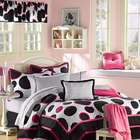 Vogue Abby Pink and Black Polka Dots Super Bedding Set Twin (13PC SET)