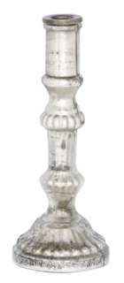 Silver Mercury Glass Pillar CANDLE HOLDER 10 Distressed  