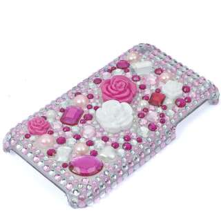 Bling Crystal Pink Flower Back Case for iphone 3G 3GS  