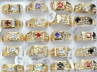 Wholesale mixed lots 12pcs gold plated Man rings jewelry  