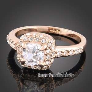 18K rose GOLD GP Swarovski crystal wedding ring 1606  