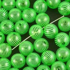  12mm Green Round Blown Glass Beads Arts, Crafts & Sewing