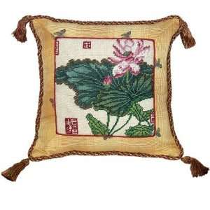  123 Creations CK082 16x16 Inch Lotus Needlepoint Pillow 