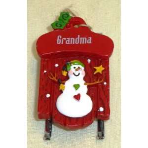  Grandma Christmas Snowman Sled Ornament 