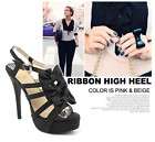 SHUGAGA Black Ribbon Ankle Strap Celebrity Heel Sandals US 5 6 7 8 All 