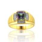 Mens Diamond Accent Mystic Topaz Ring in Gold over Sterling Silver