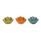 CC Home Furnishings Set of 3 Assorted Colors Ceramic Flower Candle 