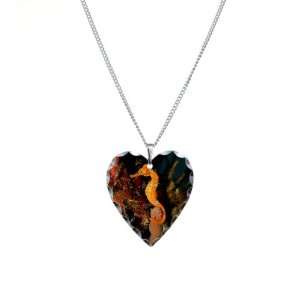   Necklace Heart Charm Seahorse Holding Coral Artsmith Inc Jewelry