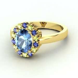  Penelope Ring, Oval Blue Topaz 14K Yellow Gold Ring with 