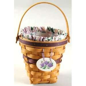 Longaberger Baskets Lilac Basket W/Liner, Protector & Charm, Fine 