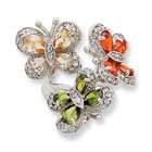   Adviser rings Sterling Silver Multi Colored CZ Butterfly Ring Size 7