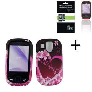 Rose Red Heart Rubberized Hard Protector Case + Screen Protector for 