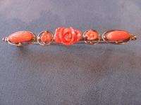 Large Antique Edwardian Red Coral Brooch Circa 1915  