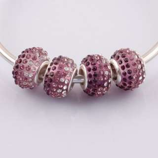   Line Crystal Charms European Resin Big Hole Beads Fit Bracelets  