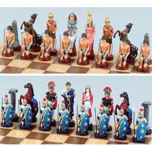  Metallic Romans vs Egyptians Chessmen (Large Size) Toys & Games