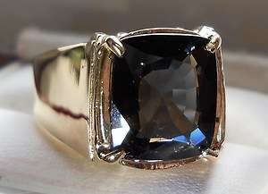 62CT CUSHION CUT BLUE SPINEL HEAVY 14KT MENS RING  