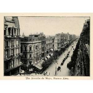  1927 Print Avenida de Mayo Buenos Aires City Downtown 