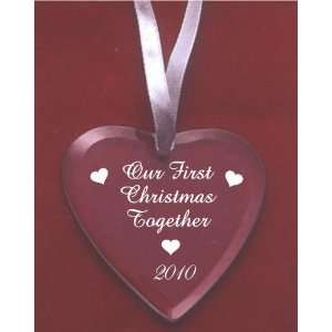  Our First Christmas Heart Glass Ornament   2010 