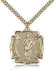 Gold Filled St. Florian Pendant 1 1/8 x 1 Saint St. Medal Pendant 