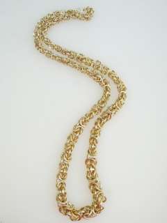   Gold Tone Graduated Ornate Link Chain Necklace 24.5~84 grams  