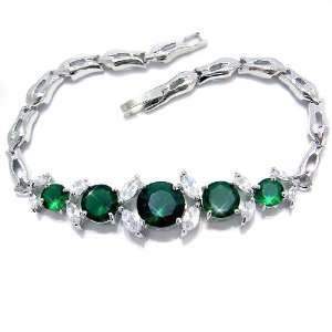  Fabulous Round Cut Sterling Silver Simulated Emerald 