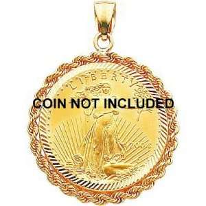    14K Gold Rope Bezel for 1/2oz American Eagle Coin New Jewelry