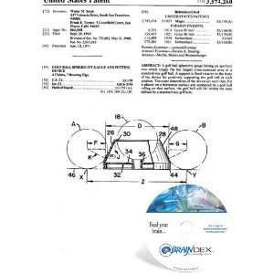  NEW Patent CD for GOLF BALL SPHERICITY GAUGE AND PUTTING 