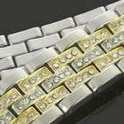 Mens 7 10 Two Tone Yellow/White Gold Plated Iced Out CZ Hip Hop Bling 
