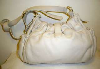 Michael Kors Ivory white cream beige Leather FANCY gold crossbody bag 