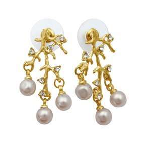  Dazzling Tree Branch Stud Earrings with Pearl, CZ, and 