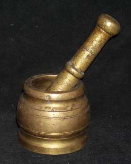 Antique Indian Traditional Bronze Mortar And Pestle  