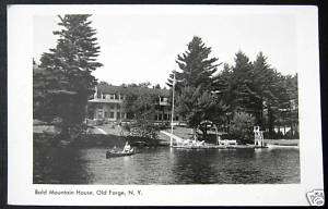 Old Forge NY~1950s Bald Mountain House~Canoe~ RPPC  