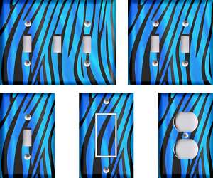 Blue Black Zebra Pattern #1 Light Switch Plate  