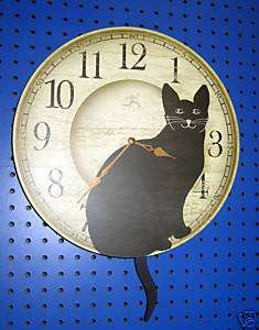 BLACK CAT WALL CLOCK WITH MOVING TAIL  