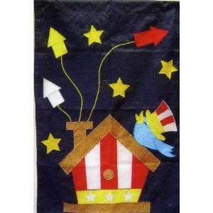  July 4th Fireworks Applique House Flag, 28 x 40 Patio 
