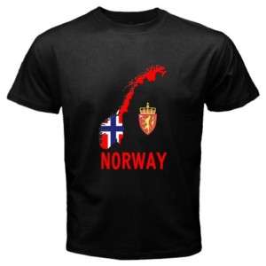 Norway Norwegian Flag Map Emblem Black T shirt  