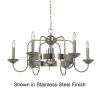   Colonial Rooster Chandelier Candle Lighting Fixture, Forged Black