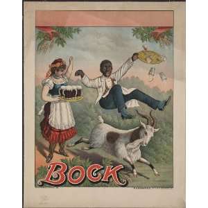  Bock Beer,Stock Poster,Billy goat,c1889,waiter,beermugs 