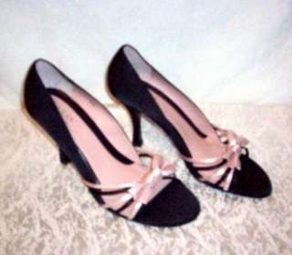 NEW GUESS BLACK AND PINK STRAPPY OPEN TOE PUMPS~8.5  