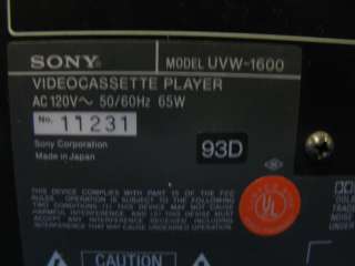 Sony UVW 1600 Betacam SP Player for Parts AS IS  