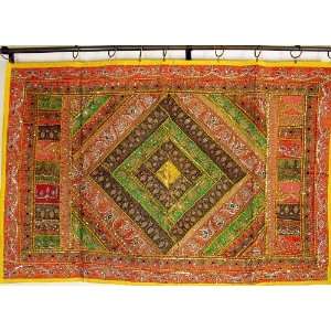   Yellow Sequin Ethnic India Tapestry Wall Decor Hanging