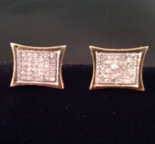  Diamond KITE Sterling Silver Micro Pave Stud Ladies/Mens Earrings 