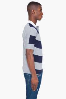 Star charcoal striped construction polo for men  